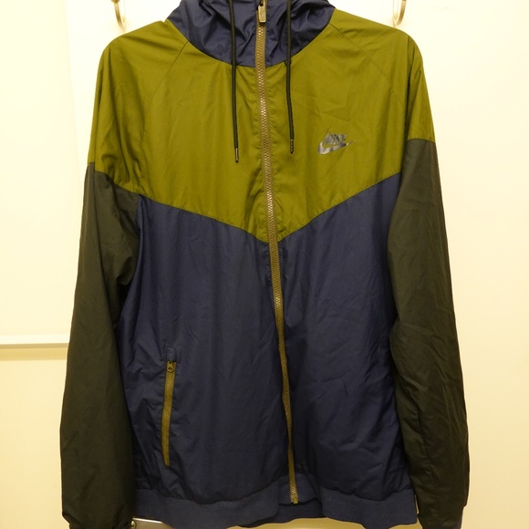 Nike Colorblock Windbreaker Jacket - Olive & Navy - Picture 1 of 4